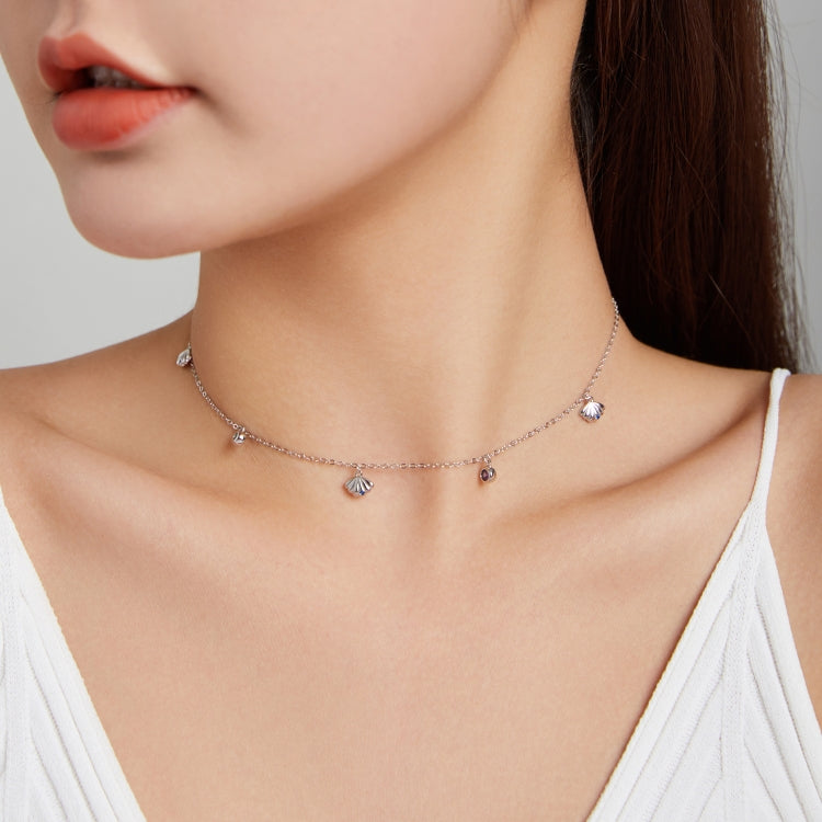 Gioielli con collana da donna in argento sterling S925 semplice con amore di conchiglie