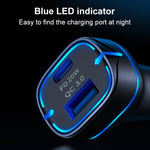 QC USB + USB-C / Type-C Caricabatterie per auto a ricarica rapida a doppia porta con apertura luminosa