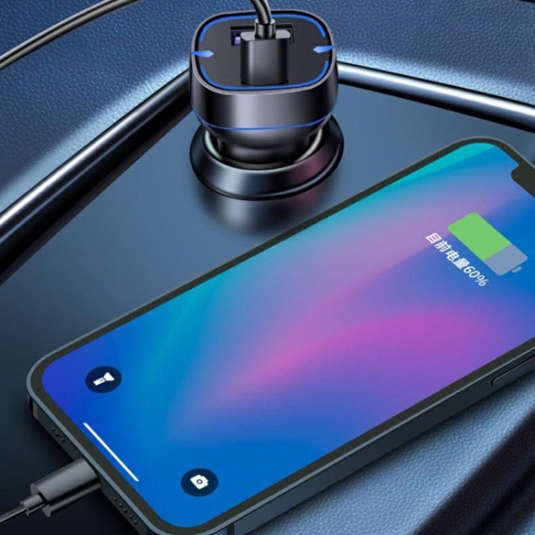 QC USB + USB-C / Type-C Caricabatterie per auto a ricarica rapida a doppia porta con apertura luminosa