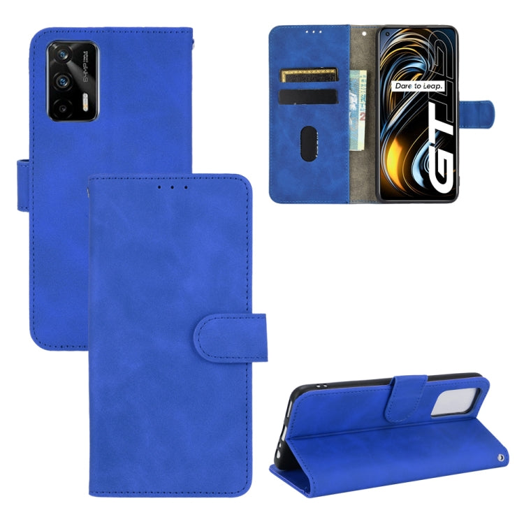 Tinta unita Skin Feel Fibbia magnetica Flip orizzontale Custodia in pelle PU con supporto e slot per schede e portafoglio, For OPPO Realme GT 5G