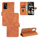 Tinta unita Skin Feel Fibbia magnetica Flip orizzontale Custodia in pelle PU con supporto e slot per schede e portafoglio, For OPPO Realme GT 5G