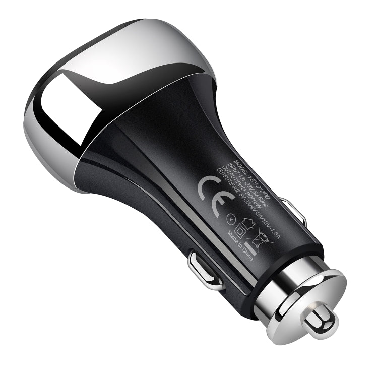 YSY-312PD QC3.0 USB + PD 18W USB-C / Type-C Caricatore per auto a ricarica rapida con doppia porta, PD 18W