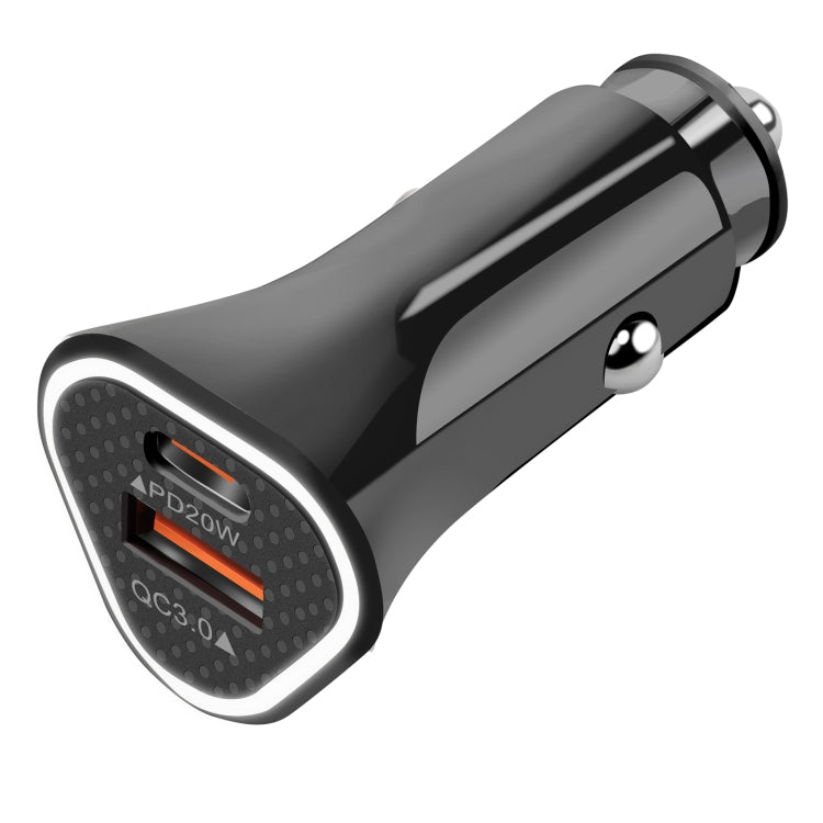 YSY-313PD20W QC3.0 USB + PD 20W USB-C / Tipo-C Caricatore per auto a ricarica rapida con doppia porta a triangolo, Car Charger