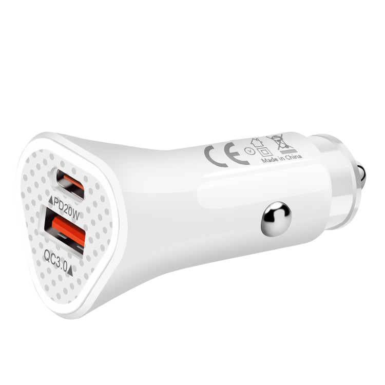 YSY-313PD20W QC3.0 USB + PD 20W USB-C / Tipo-C Caricatore per auto a ricarica rapida con doppia porta a triangolo, Car Charger
