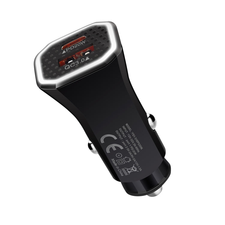 YSY-316PD20W QC3.0 USB + PD 20W USB-C / Tipo-C Poligono Caricatore per auto a ricarica rapida con doppia porta, Car Charger