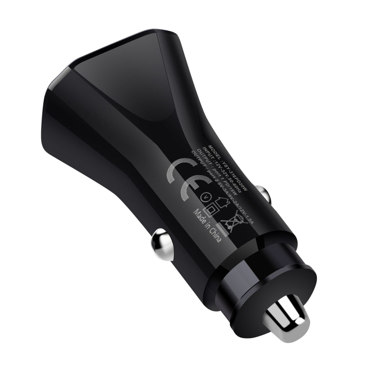 YSY-316PD20W QC3.0 USB + PD 20W USB-C / Tipo-C Poligono Caricatore per auto a ricarica rapida con doppia porta, Car Charger