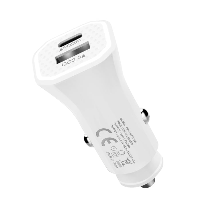 YSY-316PD20W QC3.0 USB + PD 20W USB-C / Tipo-C Poligono Caricatore per auto a ricarica rapida con doppia porta, Car Charger