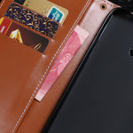 Custodia portafoglio in pelle con supporto e slot carte