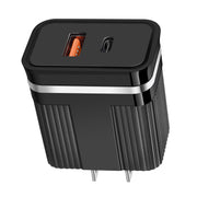 RSY USB + USB-C / Type-C Caricabatterie da viaggio a ricarica rapida a doppia porta,, US Plug, EU Plug