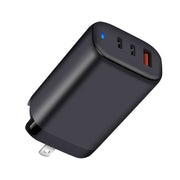 XY 65W USB + Dual USB-C / Type-C Set caricabatterie da viaggio al nitruro di gallio con indicatore LED e spina staccabile, spina US / EU / UK / AU, USB + Dual USB-C / Type-C