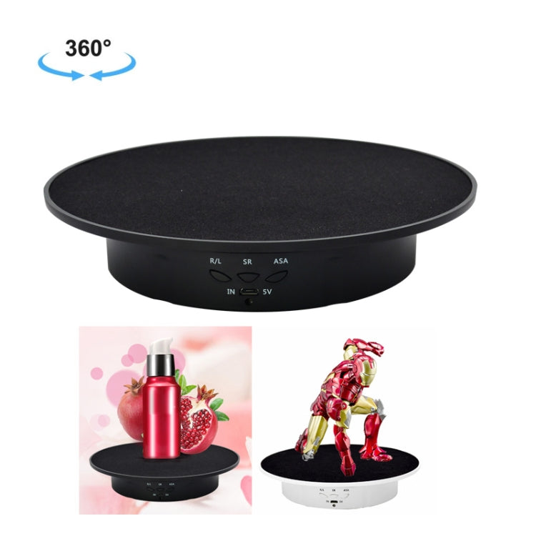 Giradischi girevole elettrico USB da 20 cm Espositore per giradischi per riprese video Giradischi per fotografia, carico: 8 kg, 20cm(Black Velvet), 20cm (White Base Black Velvet), 20cm (White Base White Velvet)