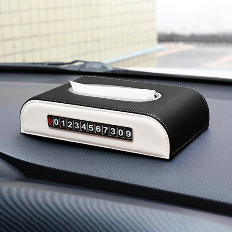 Scatola per fazzoletti per auto universale con scheda del numero di telefono del parcheggio temporaneo