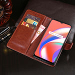 Custodia portafoglio in pelle Crazy Horse per Realme C21