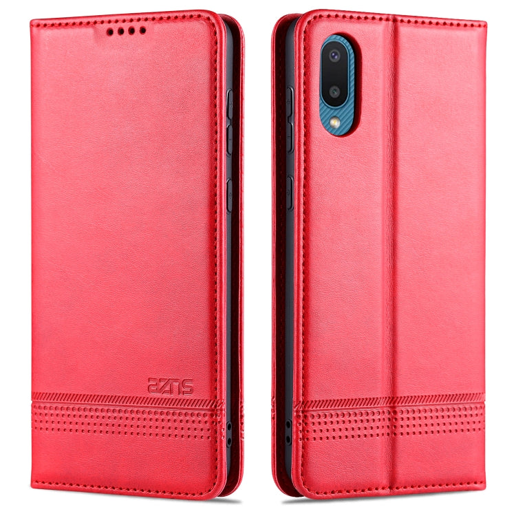 AZNS Custodia in pelle a vibrazione orizzontale con struttura in vitello magnetico con slot per carte, supporto e portafoglio, For Samsung Galaxy M02 (EU Version)