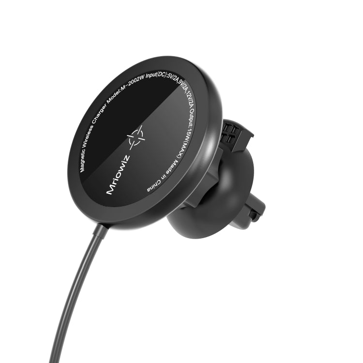 Mriowiz M-2002W Caricabatteria wireless magnetico da auto MagSafe da 15 W con rotazione a 360 gradi per iPhone serie 12, con cavo dati USB + USB-C / Type-C, lunghezza cavo: 1 m, M-2002W