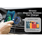 Mriowiz M-2002W Caricabatteria wireless magnetico da auto MagSafe da 15 W con rotazione a 360 gradi per iPhone serie 12, con cavo dati USB + USB-C / Type-C, lunghezza cavo: 1 m, M-2002W