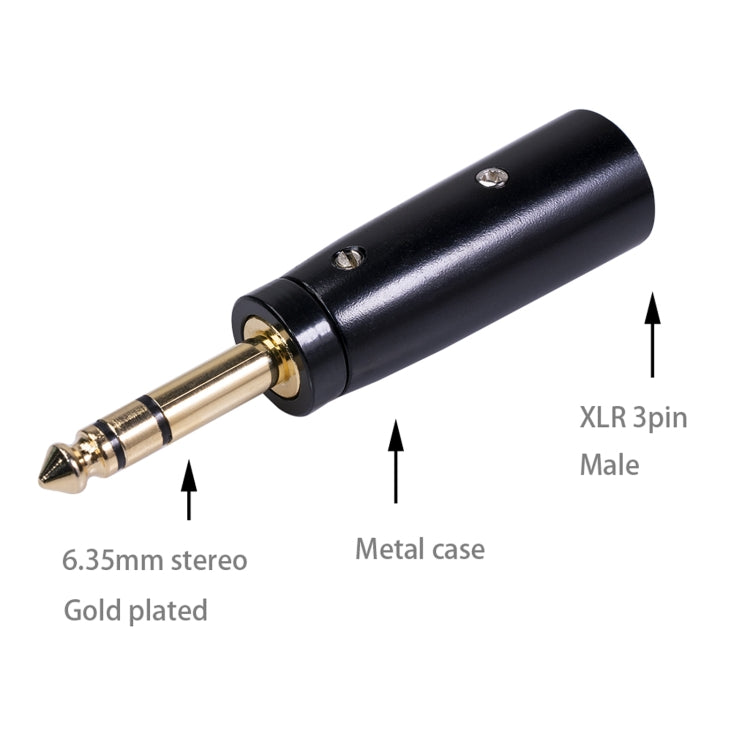 LZ1166G 6.35mm Stereo Male Audio Adapter Microphone Stereo Speaker Connector, LZ1166G