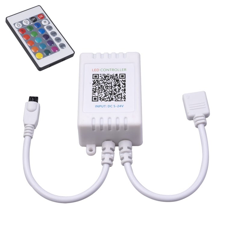 JH-RGB02 Interfaccia DC5.5x2.1mm Controller LED RGB Bluetooth con telecomando a 24 tasti, JH-RGB02