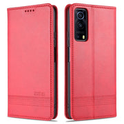AZNS Custodia in pelle a vibrazione orizzontale con struttura in vitello magnetico con slot per carte, supporto e portafoglio, For vivo Y72 5G, For vivo iQOO Z3