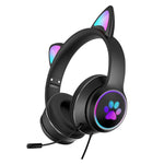 AKZ-022 USB + porta da 3,5 mm Cuffia LED pieghevole con design Cat Ear con microfono