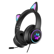 AKZ-022 USB + porta da 3,5 mm Cuffia LED pieghevole con design Cat Ear con microfono