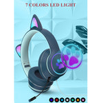 Cuffie USB e 3,5 mm Cat Ear con microfono e luci LED