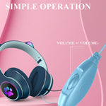 Cuffie USB e 3,5 mm Cat Ear con microfono e luci LED