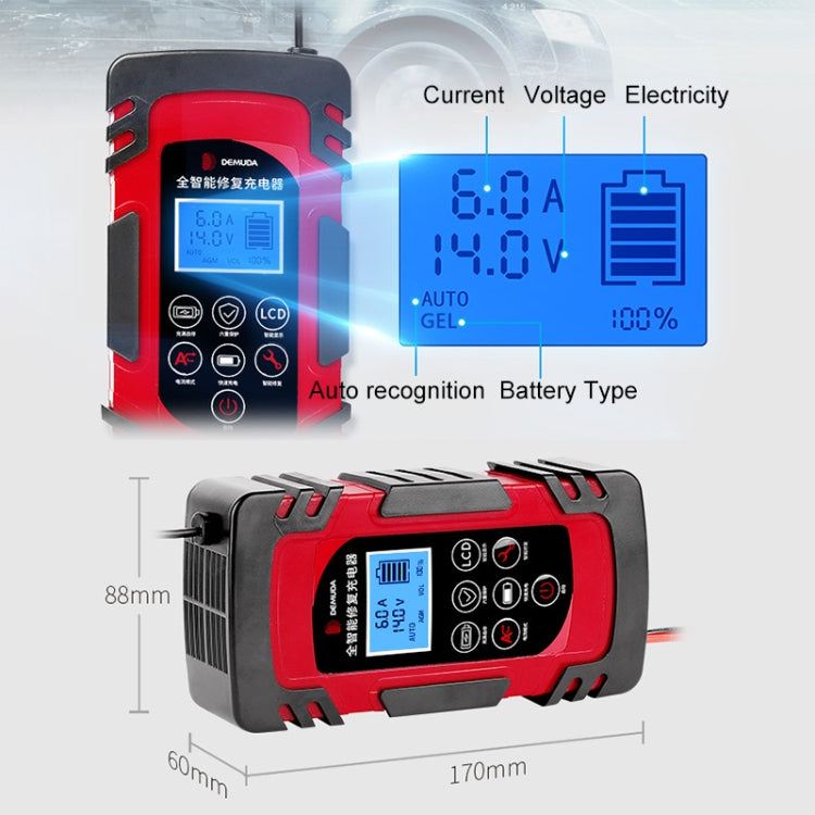 DEMUDA DC-80 Caricabatteria per auto 12V / 24V Tipo di riparazione a impulsi intelligente Batteria al piombo, AU Plug, US Plug, EU Plug, JP Plug, UK Plug