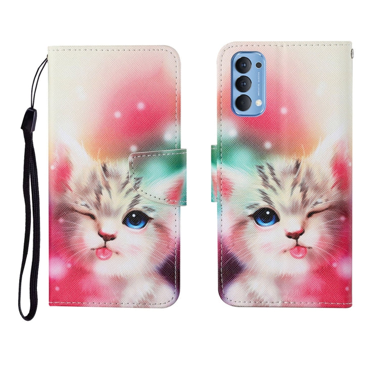 Custodia in pelle Flip orizzontale con motivo dipinto, For OPPO Reno4