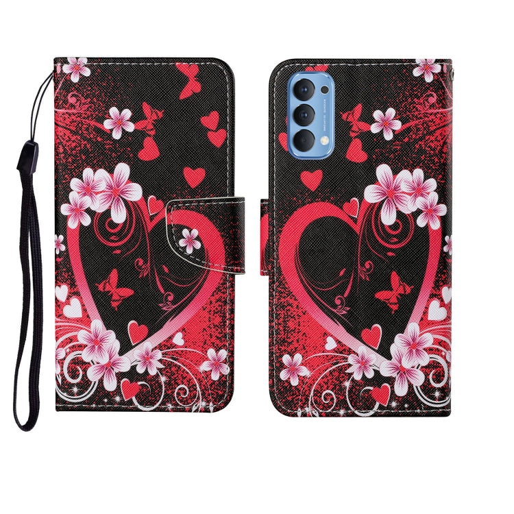 Custodia in pelle Flip orizzontale con motivo dipinto, For OPPO Reno4
