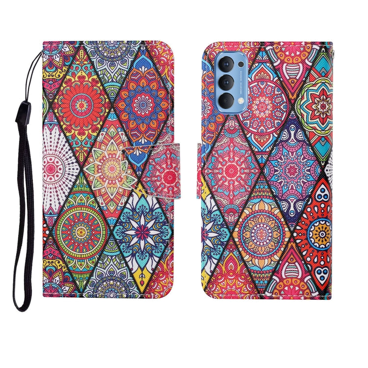 Custodia in pelle Flip orizzontale con motivo dipinto, For OPPO Reno4