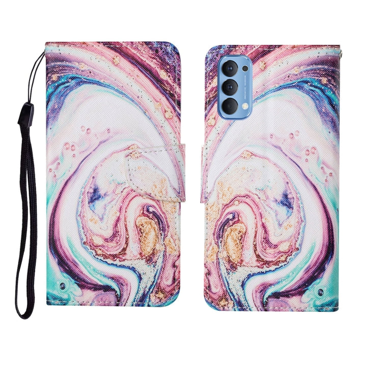 Custodia in pelle Flip orizzontale con motivo dipinto, For OPPO Reno4