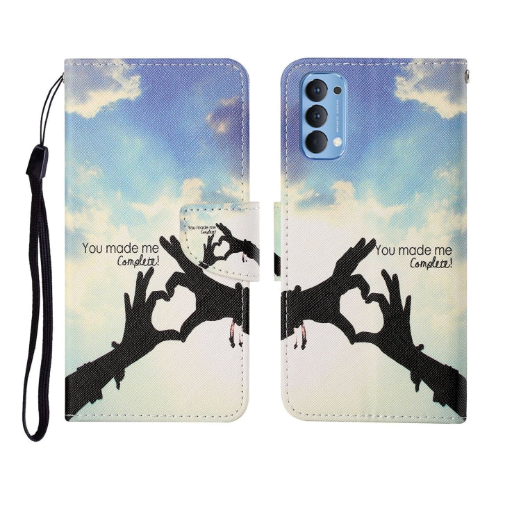 Custodia in pelle Flip orizzontale con motivo dipinto, For OPPO Reno4