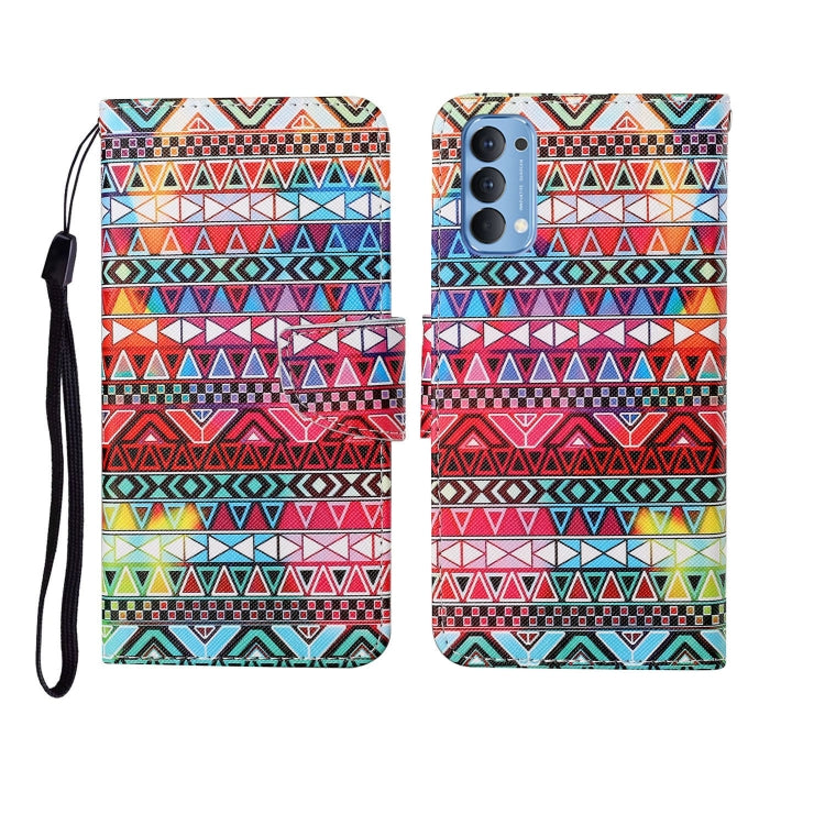 Custodia in pelle Flip orizzontale con motivo dipinto, For OPPO Reno4