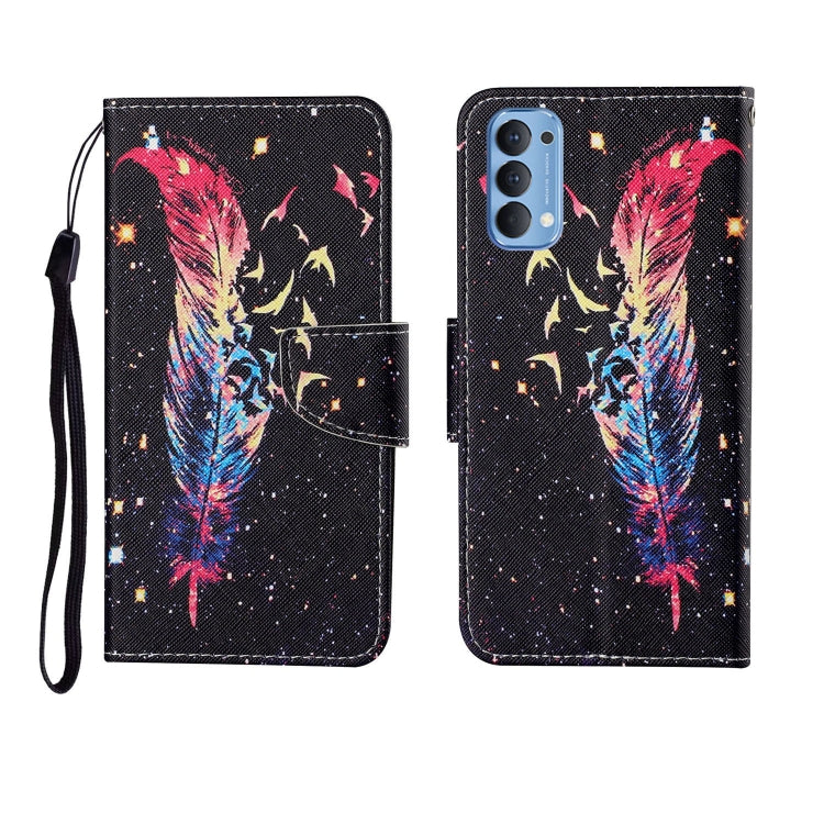 Custodia in pelle Flip orizzontale con motivo dipinto, For OPPO Reno4