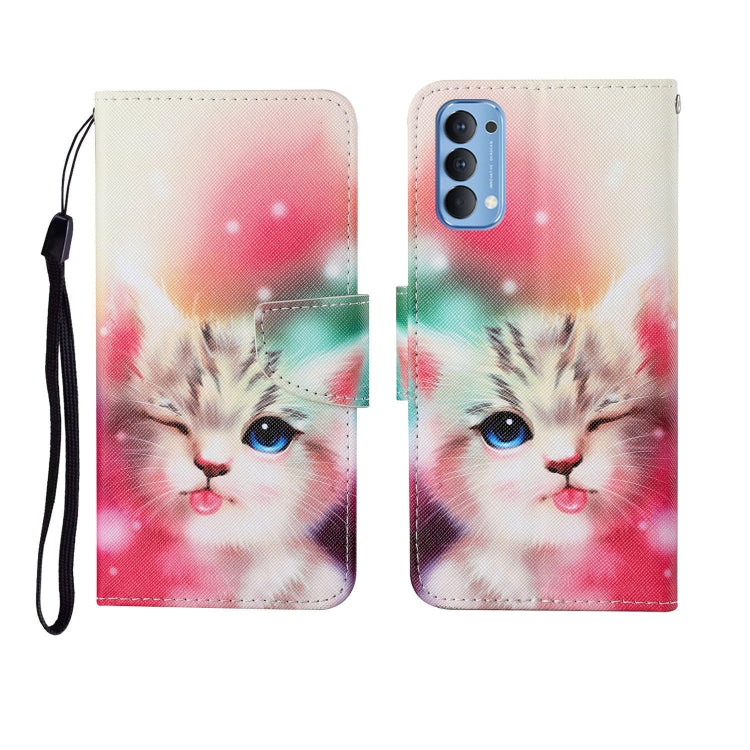 Custodia in pelle Flip orizzontale con motivo dipinto, For OPPO Reno4 Pro