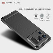 Custodia in TPU in fibra di carbonio con trama spazzolata, For Xiaomi Mi 11 Ultra, For Xiaomi Redmi K40 Pro+