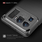 Custodia in TPU in fibra di carbonio con trama spazzolata, For Xiaomi Mi 11 Ultra, For Xiaomi Redmi K40 Pro+