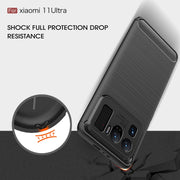 Custodia in TPU in fibra di carbonio con trama spazzolata, For Xiaomi Mi 11 Ultra, For Xiaomi Redmi K40 Pro+