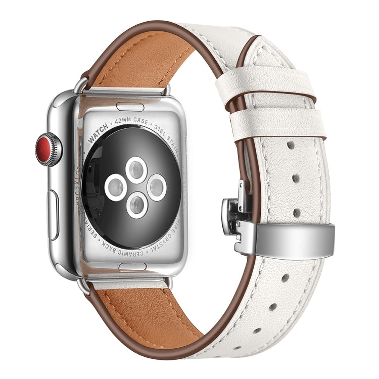 Cinturino in pelle con fibbia argento per Apple Watch