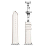 Cinturini di ricambio per fibbia in vera pelle + farfalla argento per Apple Watch Series 6 e SE e 5 e 4 44 mm / 3 e 2 e 1 42 mm, Silver Buckle For Apple Watch Series 7 45mm / 6 & SE & 5 & 4 44mm / 3 & 2 & 1 42mm