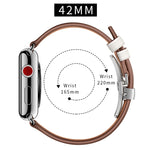 Cinturini di ricambio per fibbia in vera pelle + farfalla argento per Apple Watch Series 6 e SE e 5 e 4 44 mm / 3 e 2 e 1 42 mm, Silver Buckle For Apple Watch Series 7 45mm / 6 & SE & 5 & 4 44mm / 3 & 2 & 1 42mm