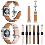 Cinturini di ricambio per fibbia in vera pelle + farfalla argento per Apple Watch Series 6 e SE e 5 e 4 44 mm / 3 e 2 e 1 42 mm, Silver Buckle For Apple Watch Series 7 45mm / 6 & SE & 5 & 4 44mm / 3 & 2 & 1 42mm