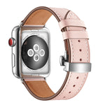 Cinturini di ricambio per fibbia in vera pelle + farfalla argento per Apple Watch Series 6 e SE e 5 e 4 40 mm / 3 e 2 e 1 38 mm, Silver Buckle For Apple Watch Series 7 41mm / 6 & SE & 5 & 4 40mm / 3 & 2 & 1 38mm