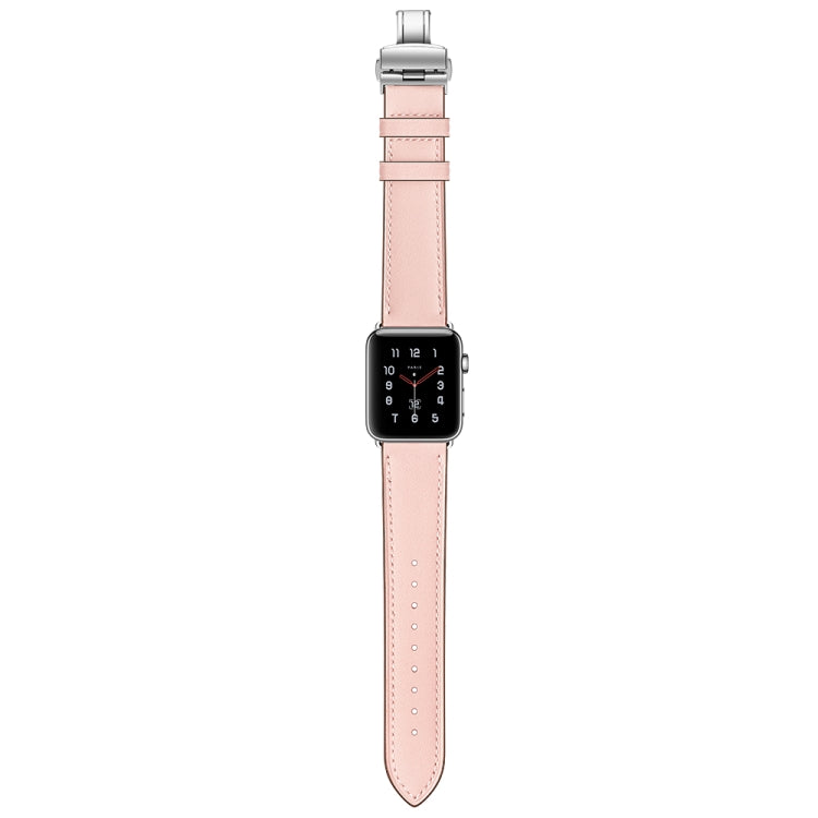 Cinturini di ricambio per fibbia in vera pelle + farfalla argento per Apple Watch Series 6 e SE e 5 e 4 40 mm / 3 e 2 e 1 38 mm, Silver Buckle For Apple Watch Series 7 41mm / 6 & SE & 5 & 4 40mm / 3 & 2 & 1 38mm