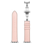 Cinturini di ricambio per fibbia in vera pelle + farfalla argento per Apple Watch Series 6 e SE e 5 e 4 40 mm / 3 e 2 e 1 38 mm, Silver Buckle For Apple Watch Series 7 41mm / 6 & SE & 5 & 4 40mm / 3 & 2 & 1 38mm