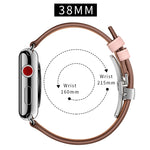 Cinturini di ricambio per fibbia in vera pelle + farfalla argento per Apple Watch Series 6 e SE e 5 e 4 40 mm / 3 e 2 e 1 38 mm, Silver Buckle For Apple Watch Series 7 41mm / 6 & SE & 5 & 4 40mm / 3 & 2 & 1 38mm
