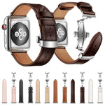 Cinturini di ricambio per fibbia in vera pelle + farfalla argento per Apple Watch Series 6 e SE e 5 e 4 40 mm / 3 e 2 e 1 38 mm, Silver Buckle For Apple Watch Series 7 41mm / 6 & SE & 5 & 4 40mm / 3 & 2 & 1 38mm