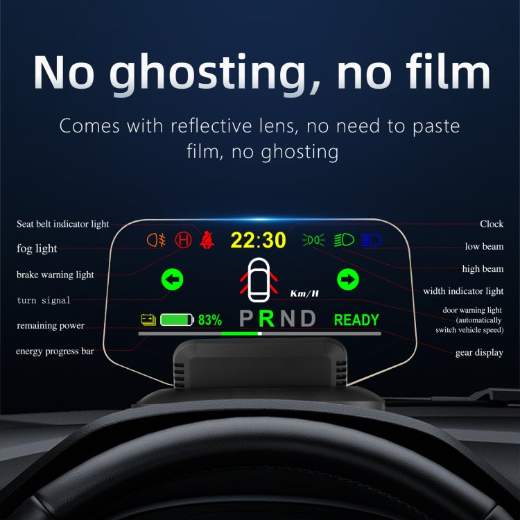 T1 5.1 pollici HUD Head-up Display Allarme di velocità eccessiva/Visualizzazione percentuale batteria rimanente per Tesla Model 3 / Y, T1  HUD