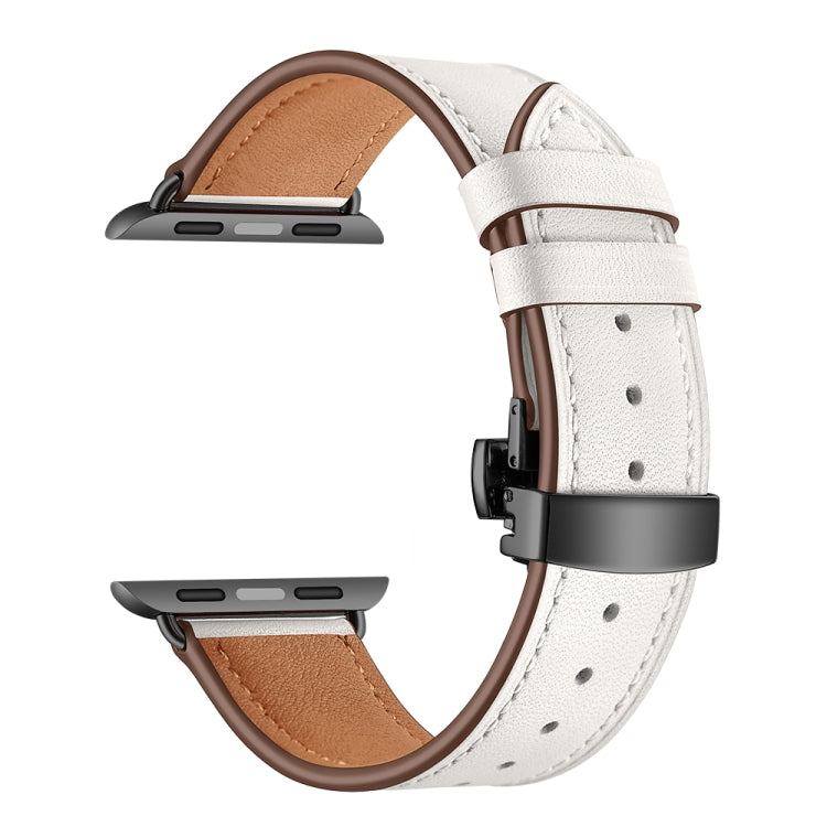 Cinturini di ricambio per fibbia nera in vera pelle + farfalla per Apple Watch Series 6 e SE e 5 e 4 44 mm / 3 e 2 e 1 42 mm, Black Buckle For Apple Watch Series 7 45mm / 6 & SE & 5 & 4 44mm / 3 & 2 & 1 42mm                                             ...
